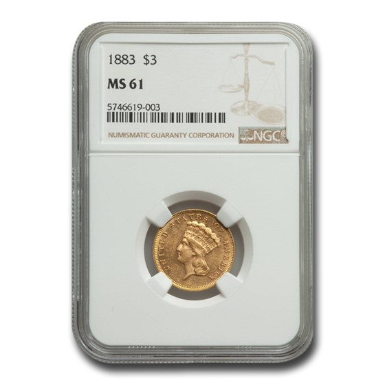 1883 $3 Gold Princess MS-61 NGC 1883 $3 Gold Princess MS-61 NGC